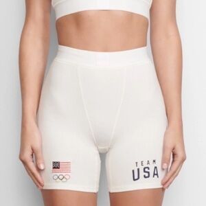 NWT SKIMS White Olympics USA Ribbed boxer shorts